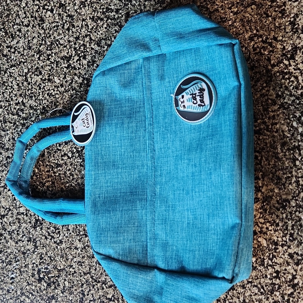 NWT Cat Lady Box Insulated lunch tote Teal - Picture 2 of 9